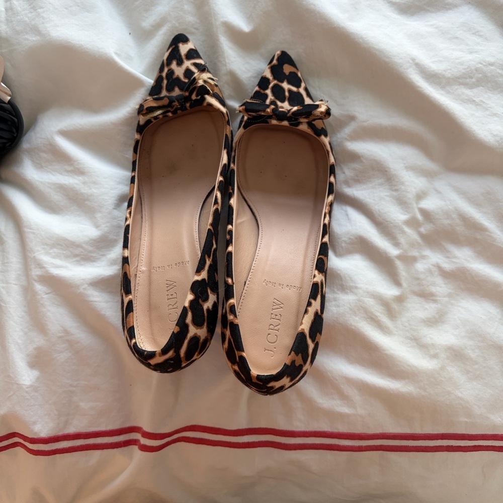 J. Crew Leopard Print Heels with Bow Accent - Picture 2 of 3